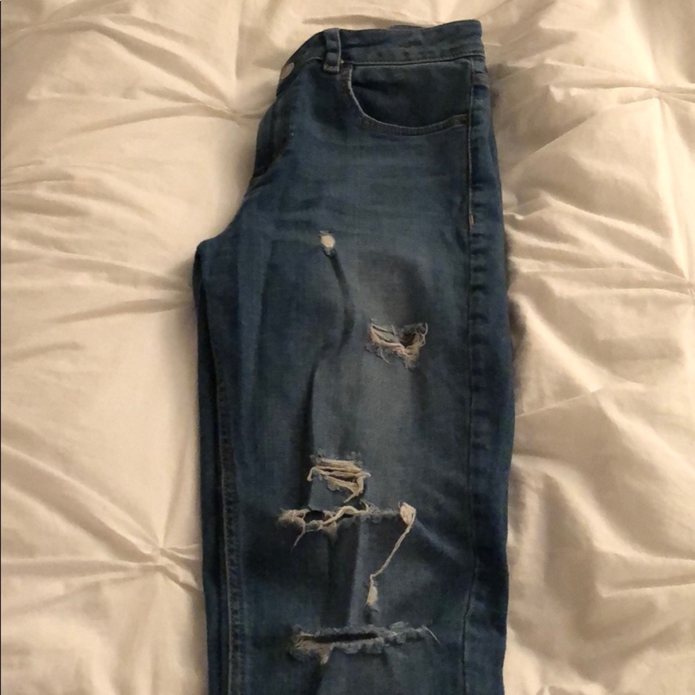 Topshop High Waisted Ripped Skinny Jeans